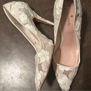Kate Spade Cream Floral Lace Heels